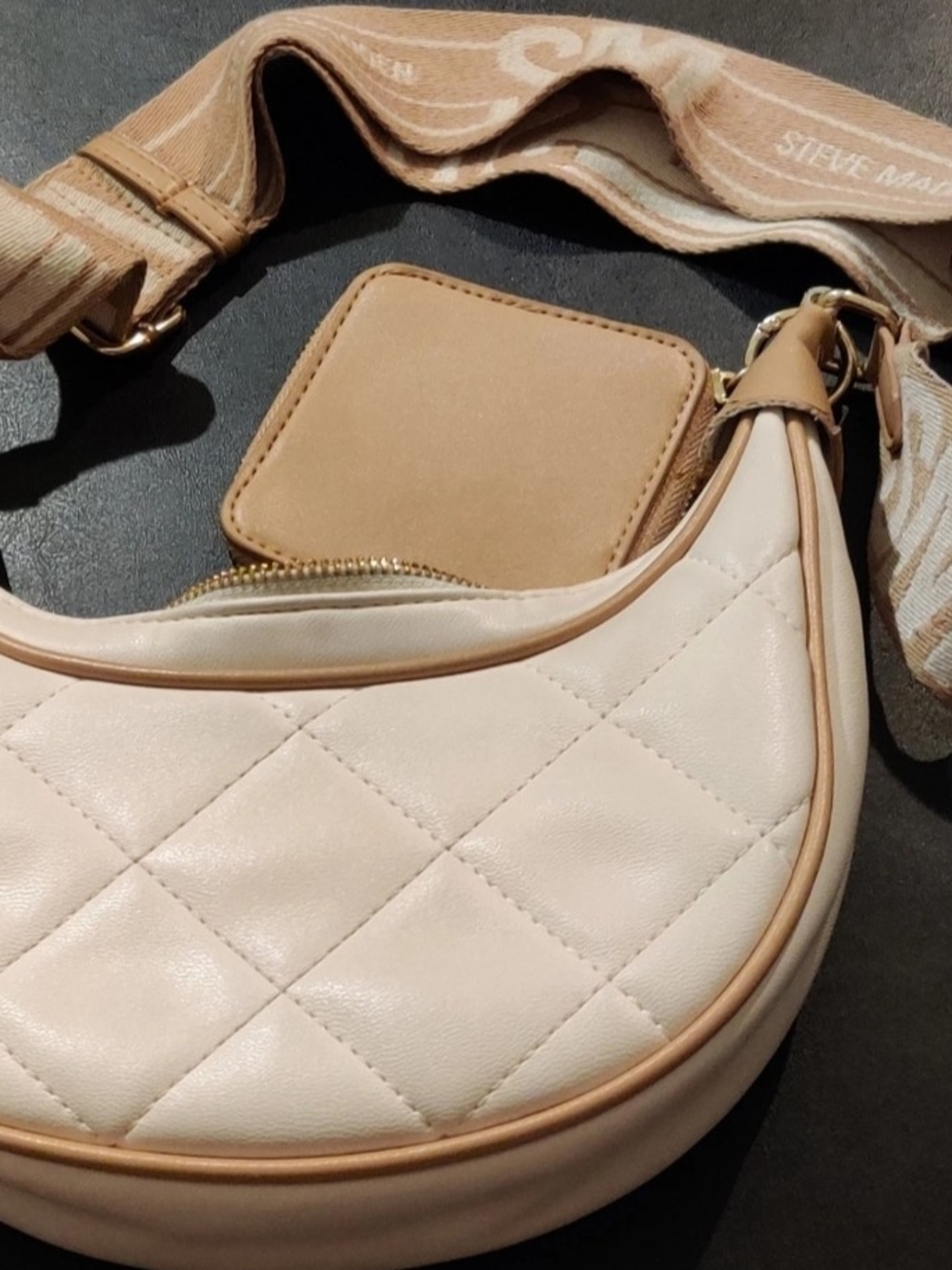 Steve Madden Bandre Quilted Crossbody Bag Guitar Strap Coin Pouch...